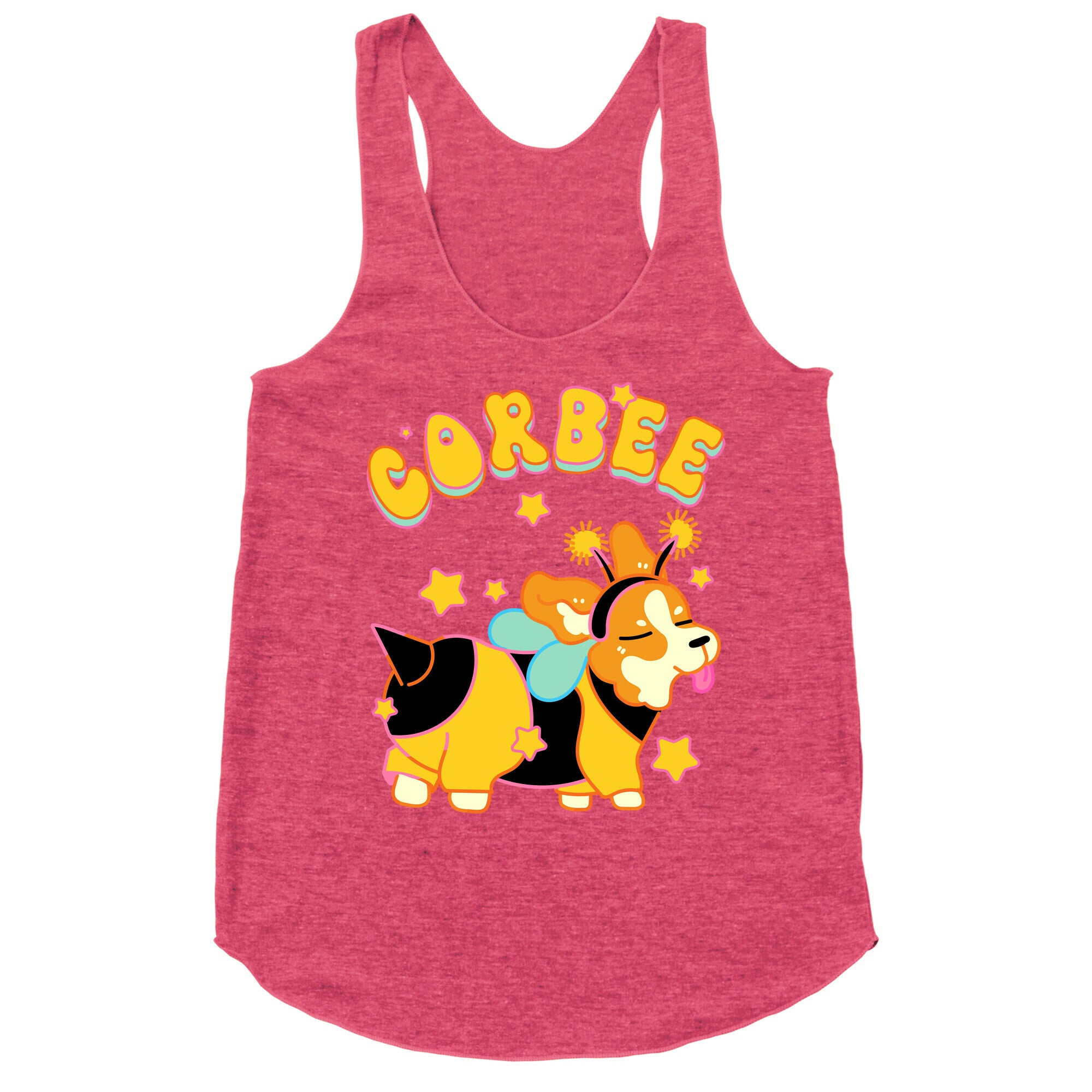 Corbee Corgi in a Bee Costume Racerback Tank